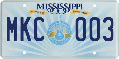 MS license plate MKC003