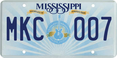 MS license plate MKC007