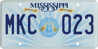 MS license plate MKC023