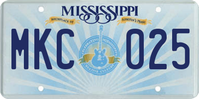 MS license plate MKC025
