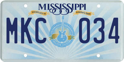 MS license plate MKC034