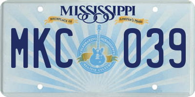 MS license plate MKC039