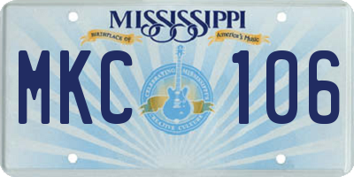 MS license plate MKC106