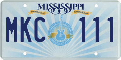 MS license plate MKC111