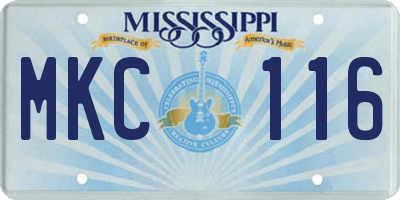 MS license plate MKC116