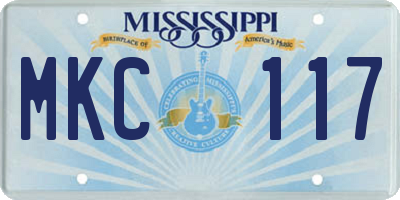 MS license plate MKC117