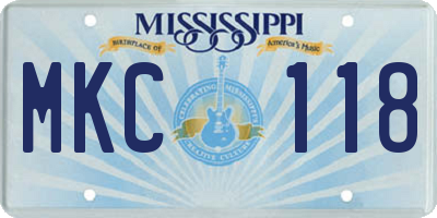 MS license plate MKC118