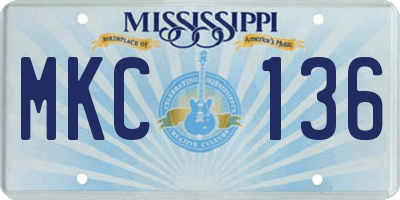 MS license plate MKC136