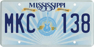 MS license plate MKC138