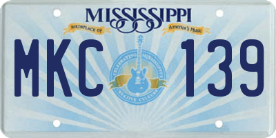 MS license plate MKC139