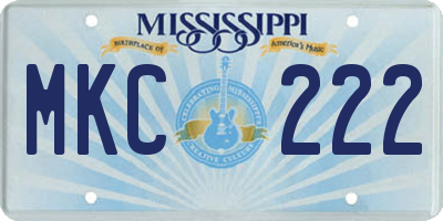 MS license plate MKC222