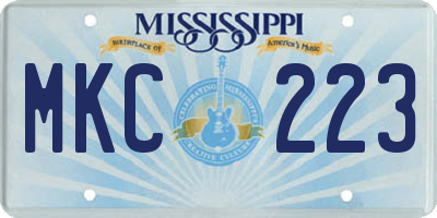 MS license plate MKC223