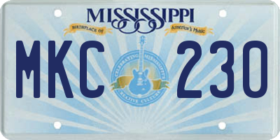 MS license plate MKC230