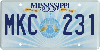 MS license plate MKC231