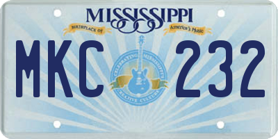 MS license plate MKC232