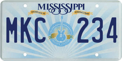 MS license plate MKC234
