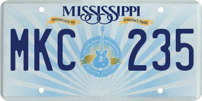MS license plate MKC235