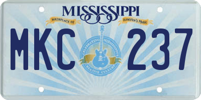 MS license plate MKC237