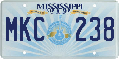 MS license plate MKC238