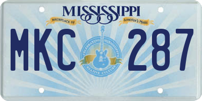 MS license plate MKC287