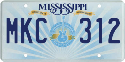 MS license plate MKC312