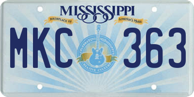 MS license plate MKC363