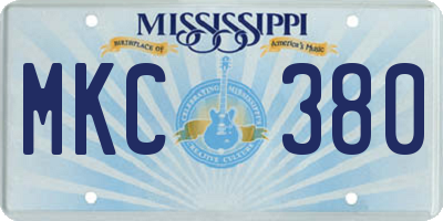 MS license plate MKC380