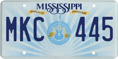MS license plate MKC445