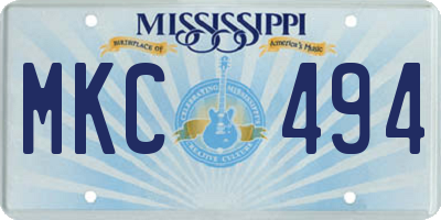 MS license plate MKC494