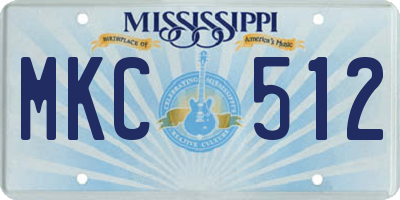 MS license plate MKC512