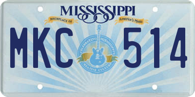 MS license plate MKC514
