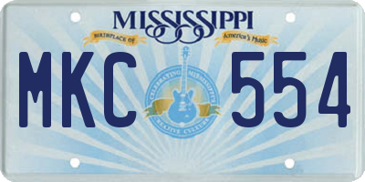 MS license plate MKC554