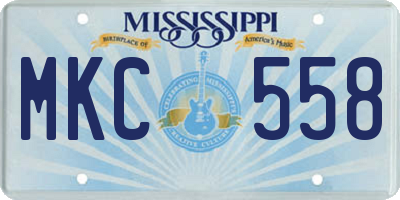 MS license plate MKC558