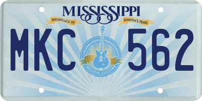 MS license plate MKC562