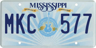 MS license plate MKC577