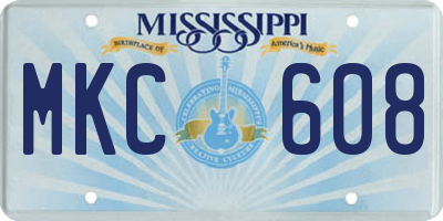 MS license plate MKC608