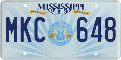 MS license plate MKC648