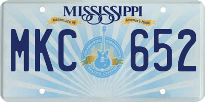 MS license plate MKC652