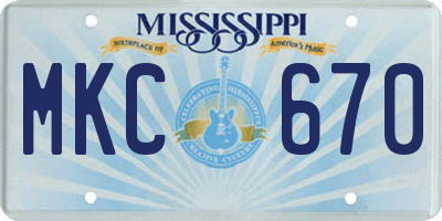 MS license plate MKC670