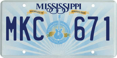 MS license plate MKC671