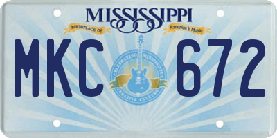 MS license plate MKC672