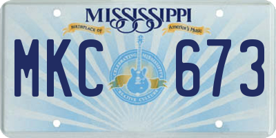MS license plate MKC673