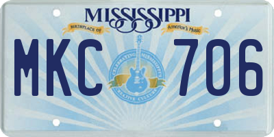 MS license plate MKC706