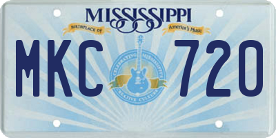 MS license plate MKC720
