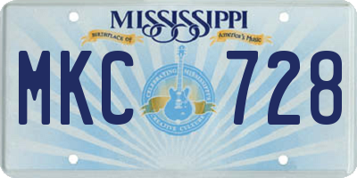 MS license plate MKC728