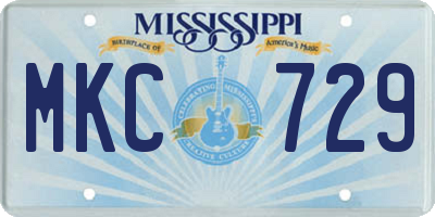 MS license plate MKC729