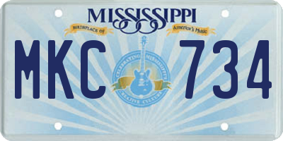 MS license plate MKC734
