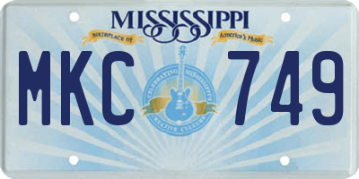 MS license plate MKC749