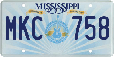 MS license plate MKC758