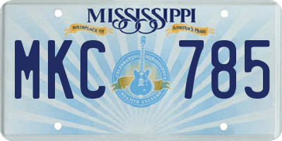 MS license plate MKC785